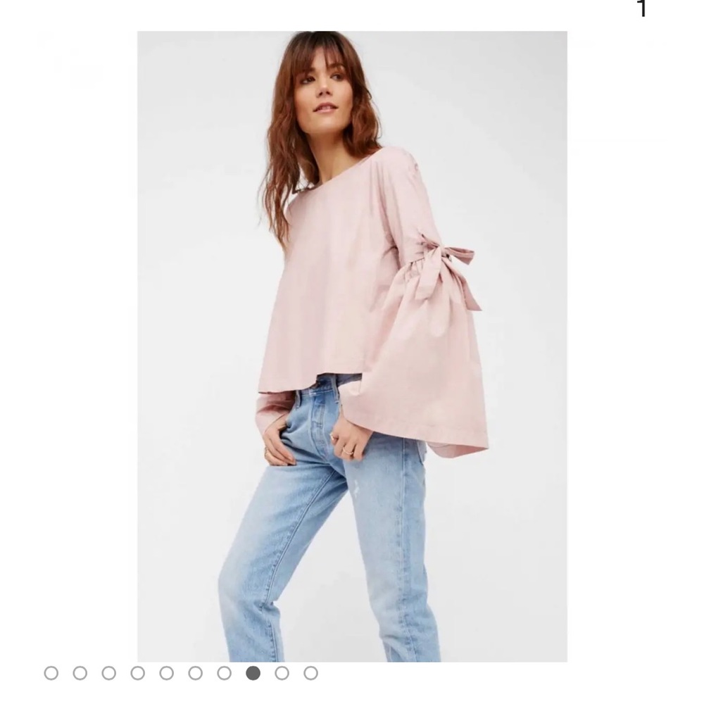 Free People Bell Sleeve Bow Blouse